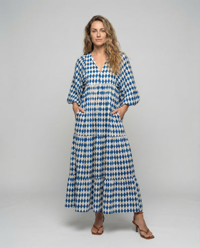 Damen Stufenkleid aus Chiffon mit Ballonärmeln