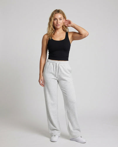 Damen hochtaillierte Relaxhose aus Baumwoll-Frottee