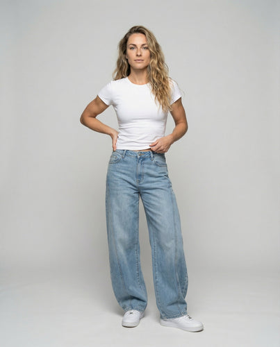 Damen hochtaillierte Palazzohose aus Baumwollmix