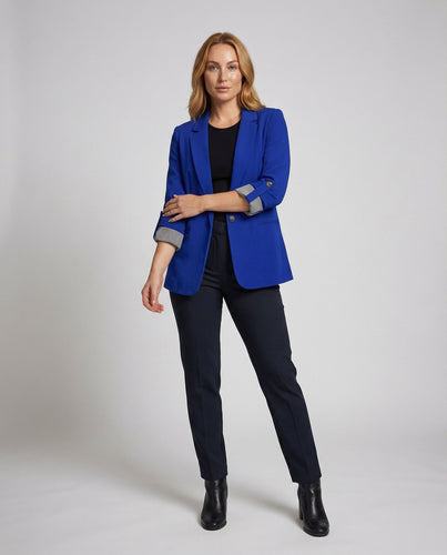 Damen Stilvolle Manschetten Jersey-Blazer