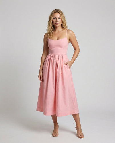 Damen Feminine Korsagen-Stil Midikleid