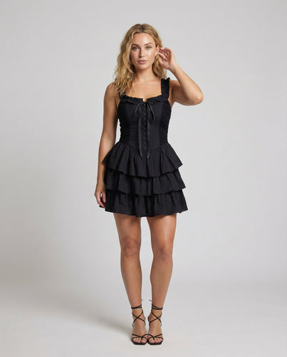 Damen Verspielte Dreilagige Rüschen-Minikleid