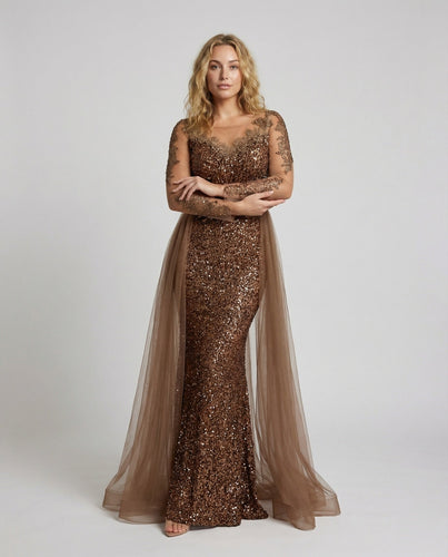 Damen Elegante Spitzenapplikation Meerjungfrauen-Abendkleid - Arvani