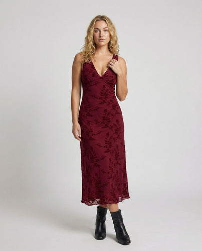 Damen Florale Burnout-Struktur Abendmaxikleid