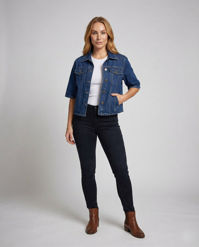 Damen Jeansjacke Kurz Kurzarm
