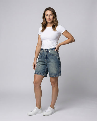 Damen Denim-Bermuda Locker Fünf-Taschen