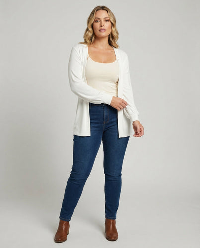 Damen Strickjacke Kurz Offen Viskose