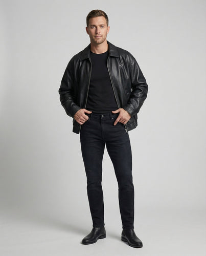 Herren Oversize Kunstleder-Blouson Reißverschluss