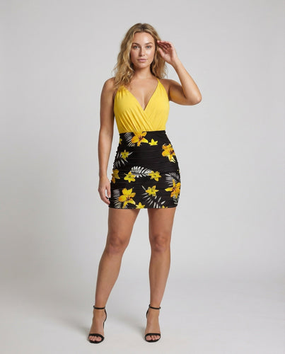 Damen Wickel Minikleid mit Blumenprint