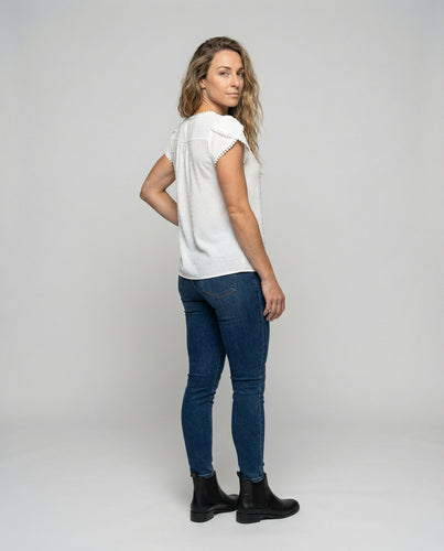 Damen Punktstruktur Baumwollmusselin Kurzbluse