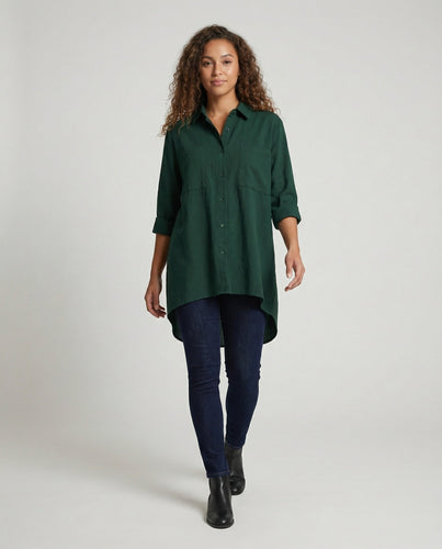 Damen Strukturierte Long-Hemdbluse