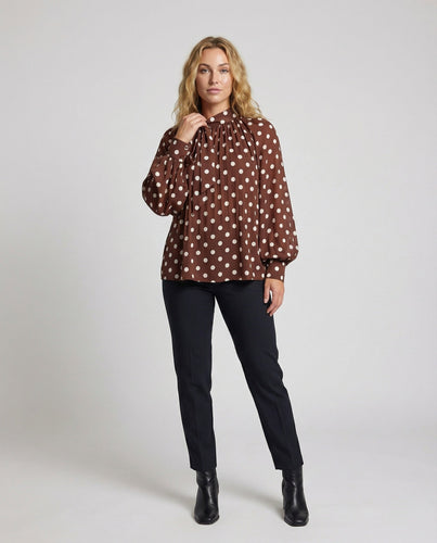 Damen Plissee Ballonärmel Bluse
