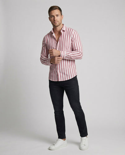 Herren Gestreiftes Leinenmix Hemd - Arvani