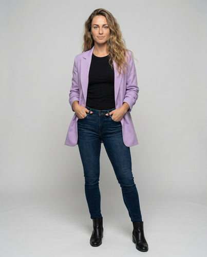 Damen nan locker geschnittener Longblazer mit Schulterpolstern und aufgesetzten Taschen Nord Taschen