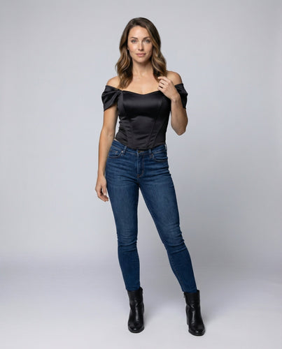 Damen Taillierte Drapierte MischgewNord Taschene Corsagen-Top