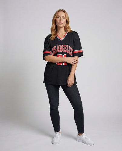 Damen Weite Sport-Print Jersey Tunika