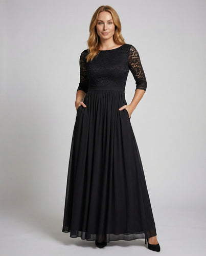 Damen Elegante U-Boot Spitze Spitzen-Abendkleid