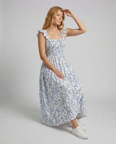 Damen Ländliche Volantträger MischgewR&Be Landhaus-Maxikleid
