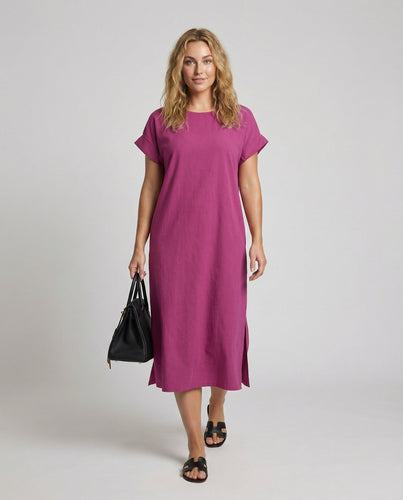 Damen Schlichte Oversize Baumwolljersey Shirtkleid