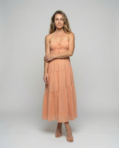 Damen Sommerliche Crinkle-Optik MischgewNord Taschene Stufen-Maxikleid