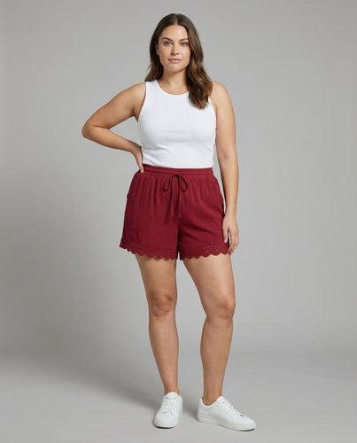 Damen Romantische Häkelspitzen-Bordüre Doppelgaze Doppelgaze-Shorts