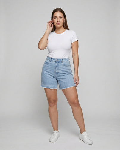 Damen Retro Ausgefranster Saum Denim Kurzjeans