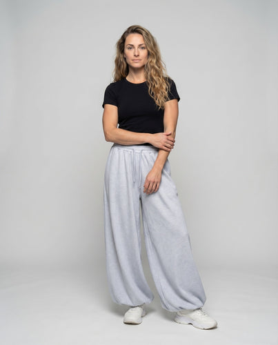 Damen Modische Ballonförmiger Saum MischgewNord Taschene Volumenhose
