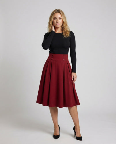 Damen Retro Doppelknopf-Leiste MischgewArvanie Swingrock