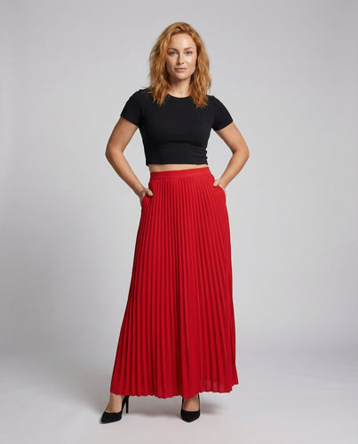 Damen Elegante Chiffonähnliches Material Plissee Plissierter Maxirock