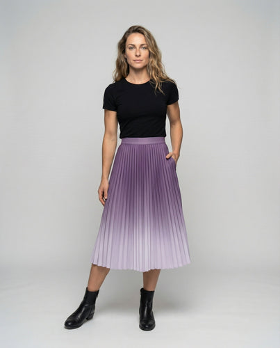 Damen Elegante Zarter Farbverlauf Plissee Midirock