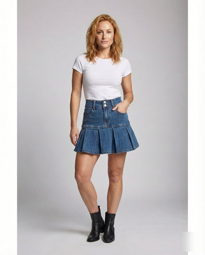 Damen Klassische Glockenbahnen Denim Jeansminirock
