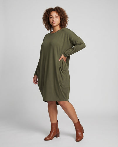 Damen Bequeme Edle Perlmuttknopfleiste MischgewNord Taschene Kurzkleid