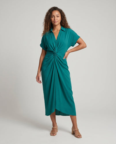 Damen Elegante Klassischer Umlegekragen MischgewR&Be Hemdblusen-Wickelkleid