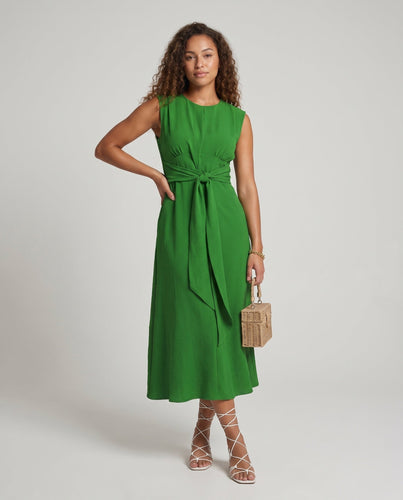 Damen Moderne Vorderliches Knotendetail MischgewNord Taschene Midaxikleid