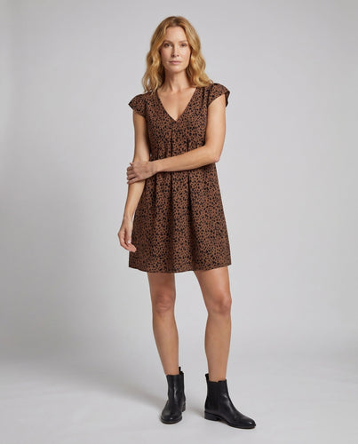 Damen Feminine Kurze Flügelärmel MischgewNord Taschene Mini-Swingkleid