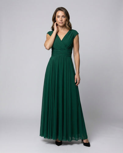 Damen Abend-Maxikleid Chiffon Plissee Gekreuztes Mieder - Vittorelli