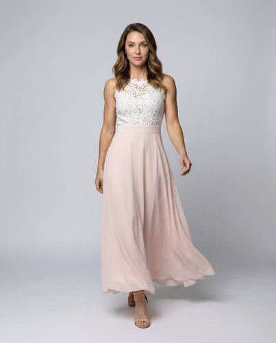 Damen A-Linien Maxikleid Ärmellos Spitze Florale Büste