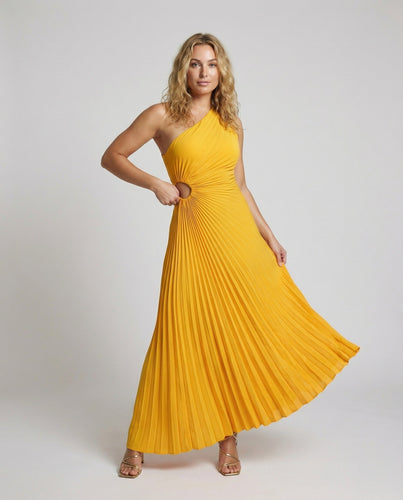 Damen Ein-Schulter Galakleid Plissee-Maxirock Cut-Out