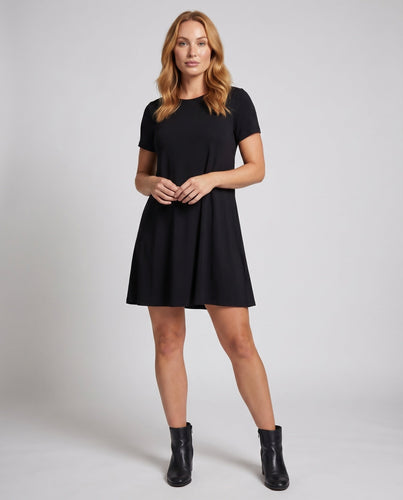 Damen T-Shirtkleid A-Linien-Swing Kurzarm Stretch