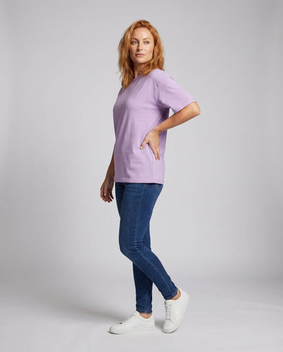 Unisex Baumwoll-T-Shirt Boxy-Schnitt Überschnittene Schultern Oversize