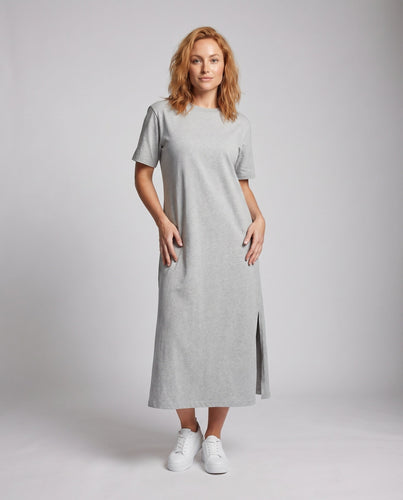 Damen Oversize-Jerseykleid Kastige Silhouette Überschnittene Ärmel Seitenschlitze
