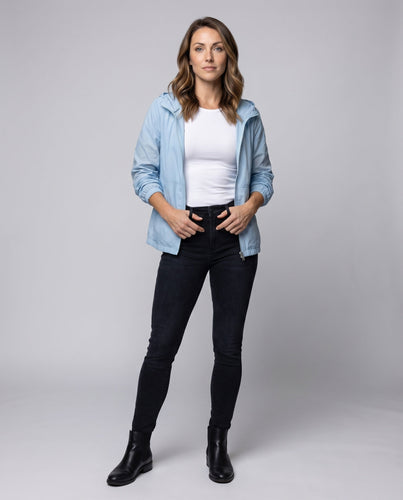 Damen Kapuzenjacke Mikrofaser Elastischer Saum Leicht