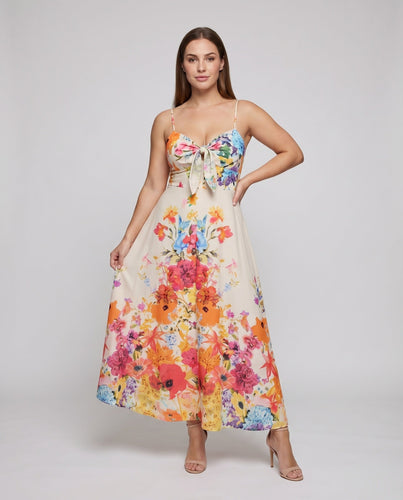 Damen Knoten-Midikleid Formendes Bustier A-Linie Figurnah