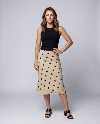Damen Midi-Rock mit verspieltem Punktenmuster und elastischem Bund