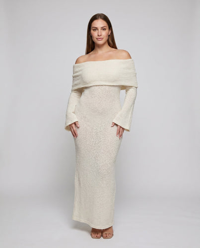Damen elegantes Maxi-Kleid mit schulterfreiem Design und transparenten Akzenten Nord Taschen