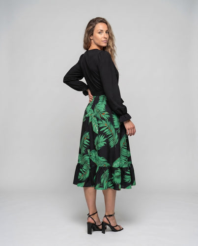 Damen Elegantes Wickelkleid mit floralem Motiv und langen Ärmeln Nord Taschen