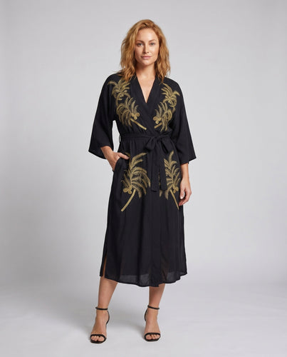 Damen Eleganter Kimono mit floralen Stickereien