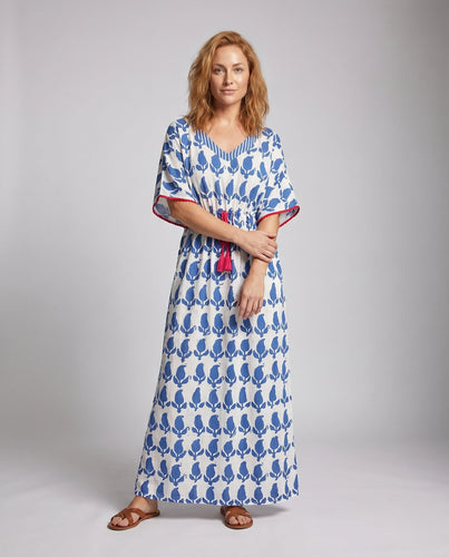 Damen Strandkaftan mit dekorativer Schnürung und umfangreichem Mustermix