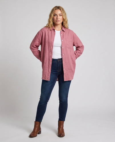 Damen leichtes Leinenhemd mit oversized Schnitt