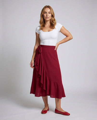 Damen Floraler Midirock mit fließendem Schnitt und elastischem Bund